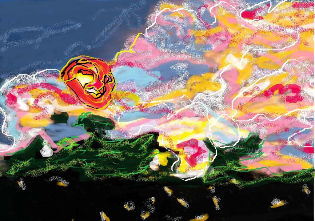 Pleasureville Sunset Bree 1.3.15 Drawn on Paint